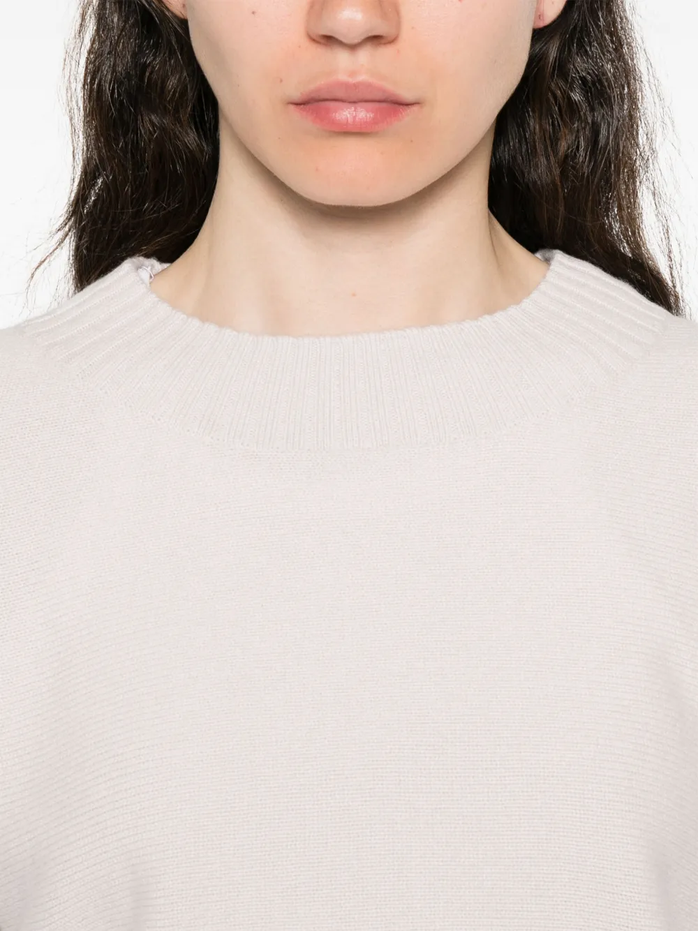 Alpha Studio Ribbed-cuff Sweater In White
