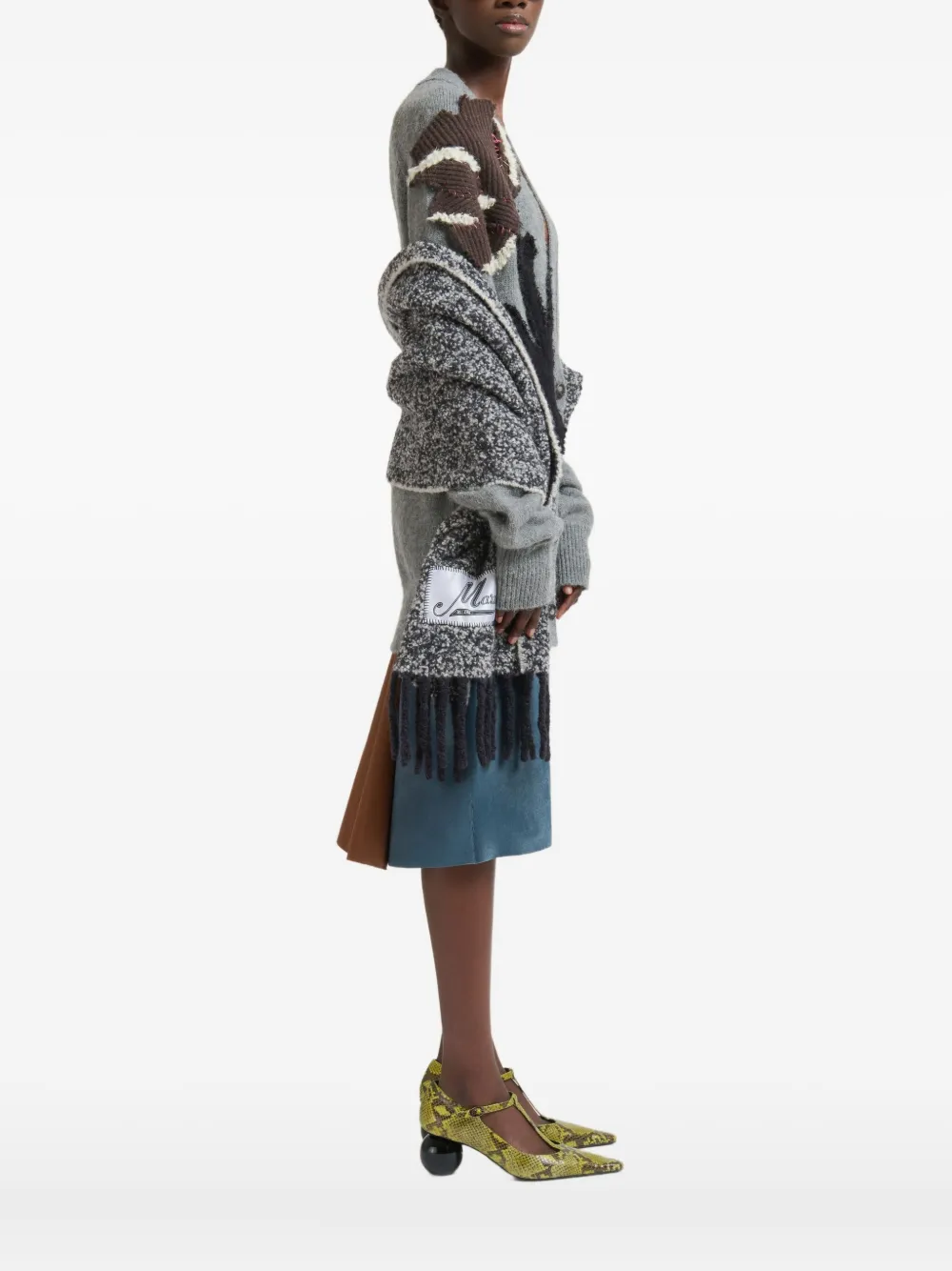 Marni Vest met bloemenpatch en V-hals Grijs