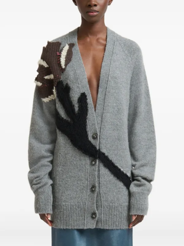 Marni フローラルアップリケ カーディガン | グレー | FARFETCH JP