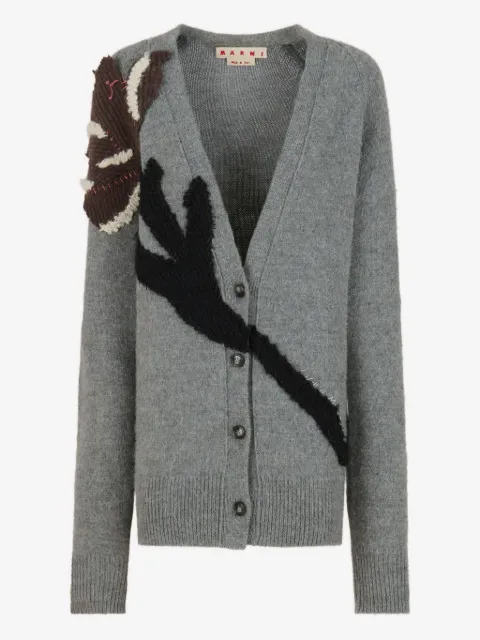 Marni floral-appliqué V-neck cardigan