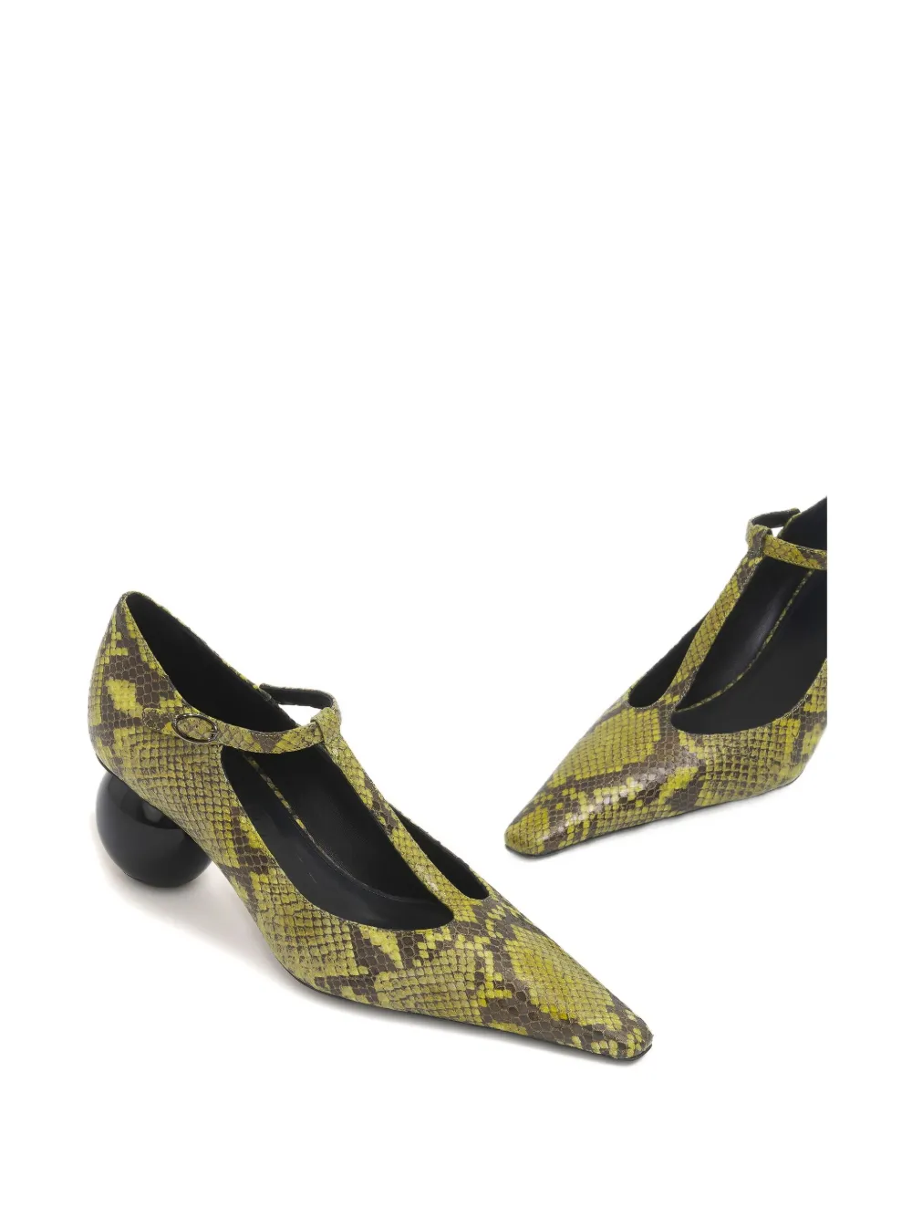Marni 60mm python-print T-bar pumps 00V07 Lightlime