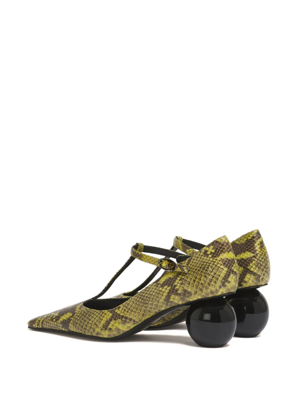 Marni 60mm python-print T-bar pumps 00V07 Lightlime