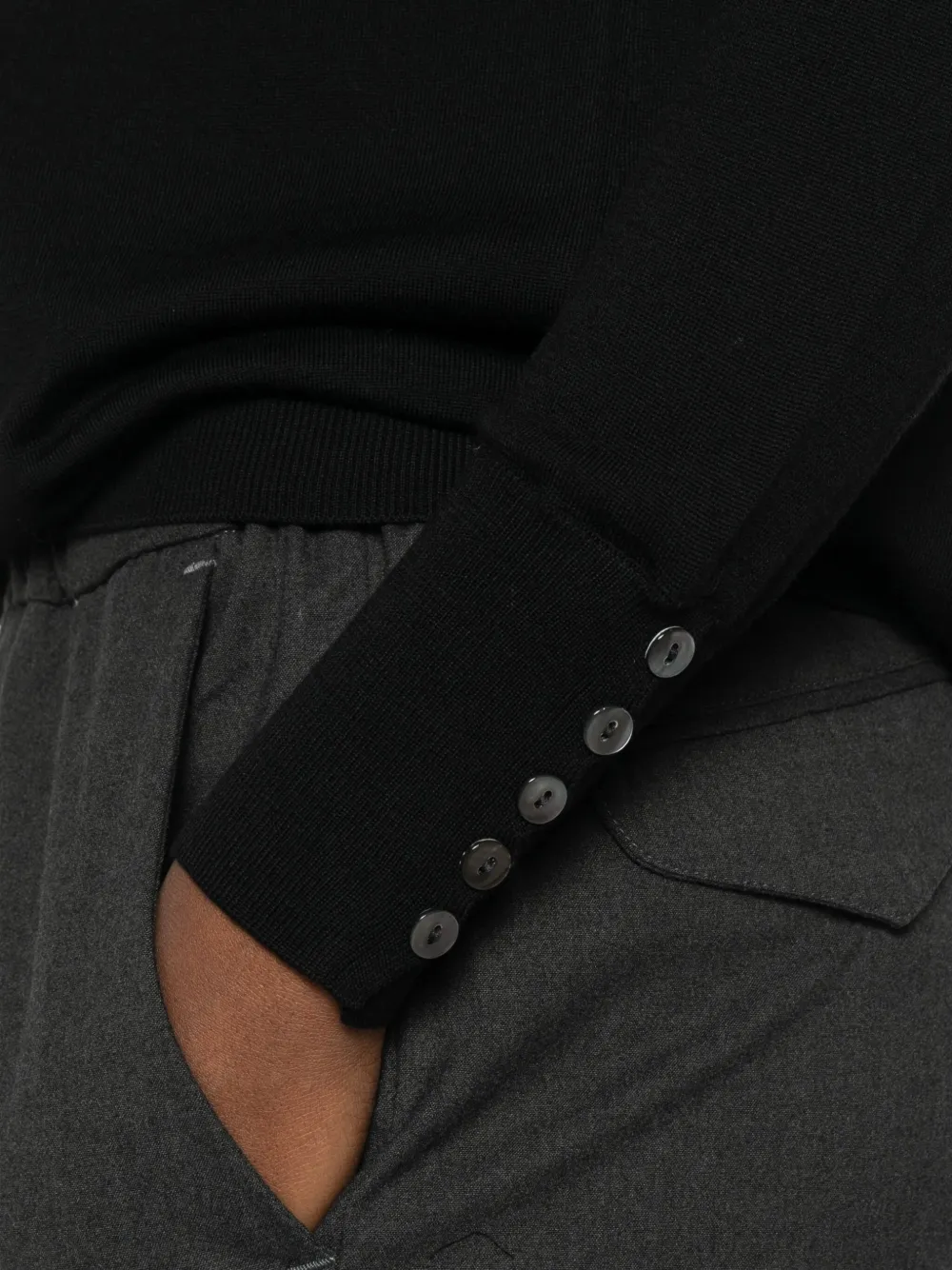 Alpha Studio Relaxed Fit Black Turtleneck Sweater In Multi