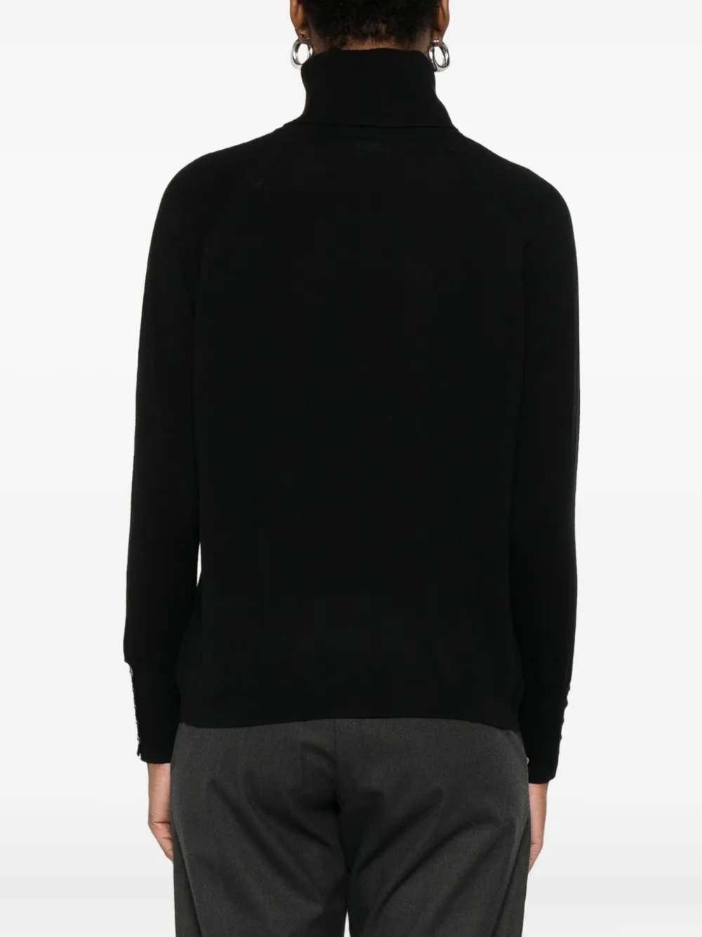 Alpha Studio Relaxed Fit Black Turtleneck Sweater In Multi