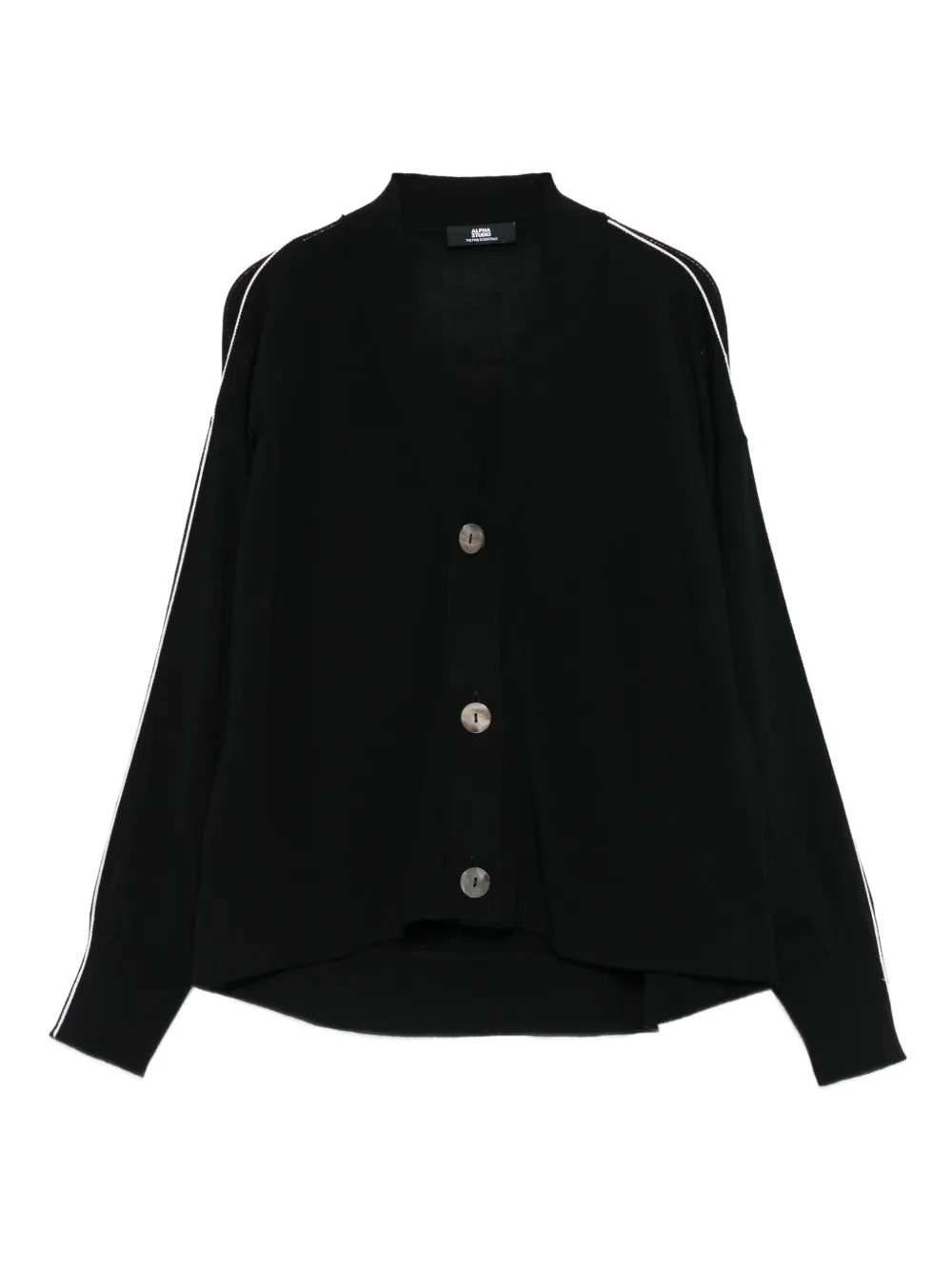 ALPHA STUDIO button contrast-trim cardigan | Black | Image 1