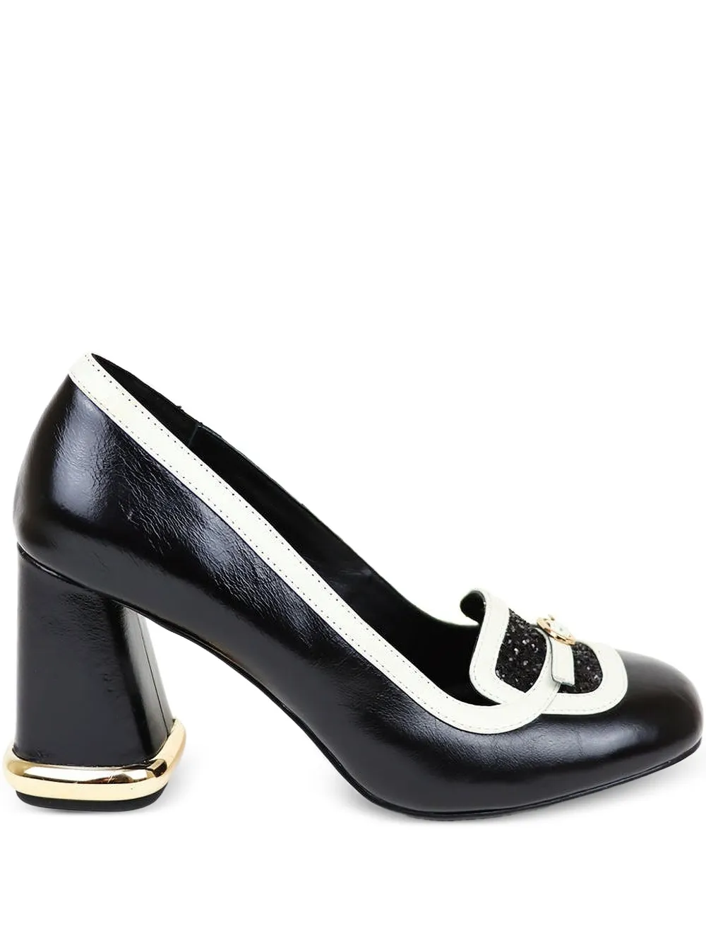 Gold & Rouge 85mm Valibi appliqué block-heel pumps | Black | Image 1