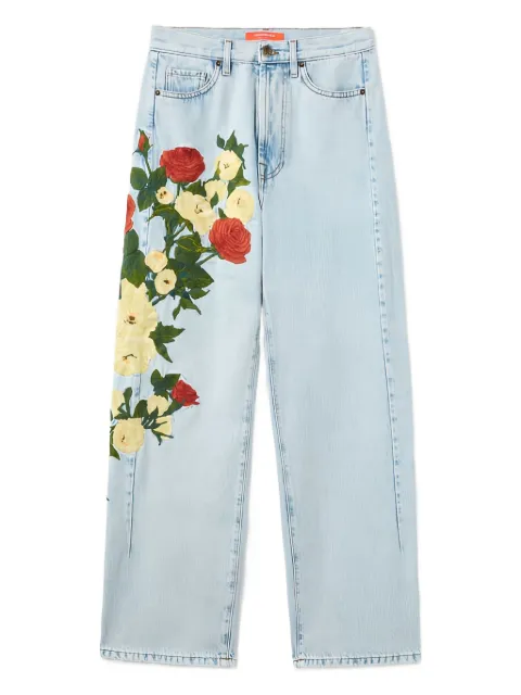 La DoubleJ The Barrel floral-embroidered jeans
