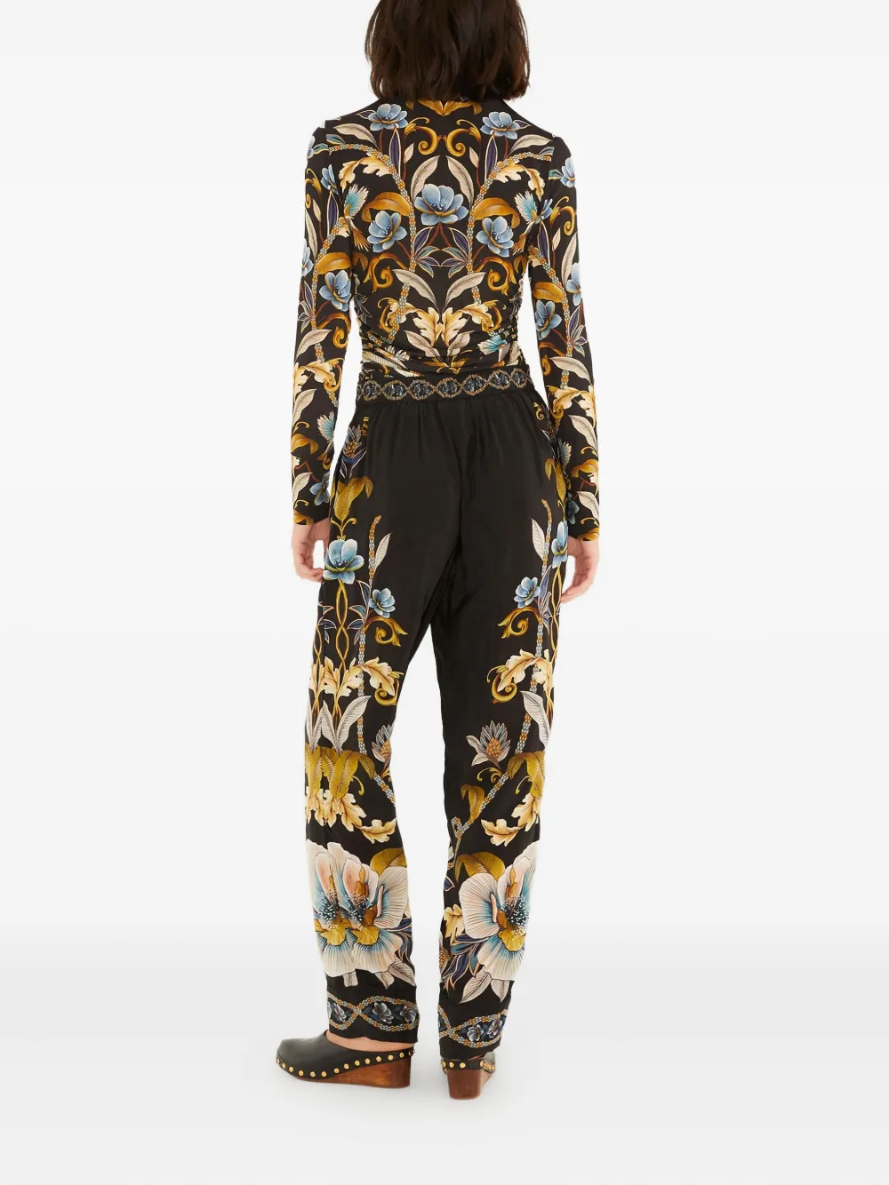 Farm Rio Floral Trousers In Black