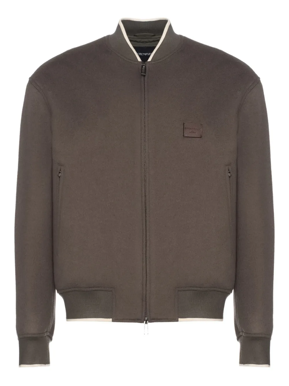 Emporio Armani zip ribbed collar jacket | Grey | Image 1