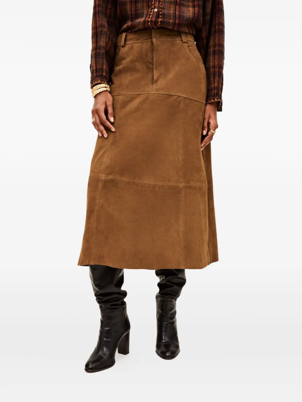 Ba&sh Massia Panelled Midi Skirt In Brown