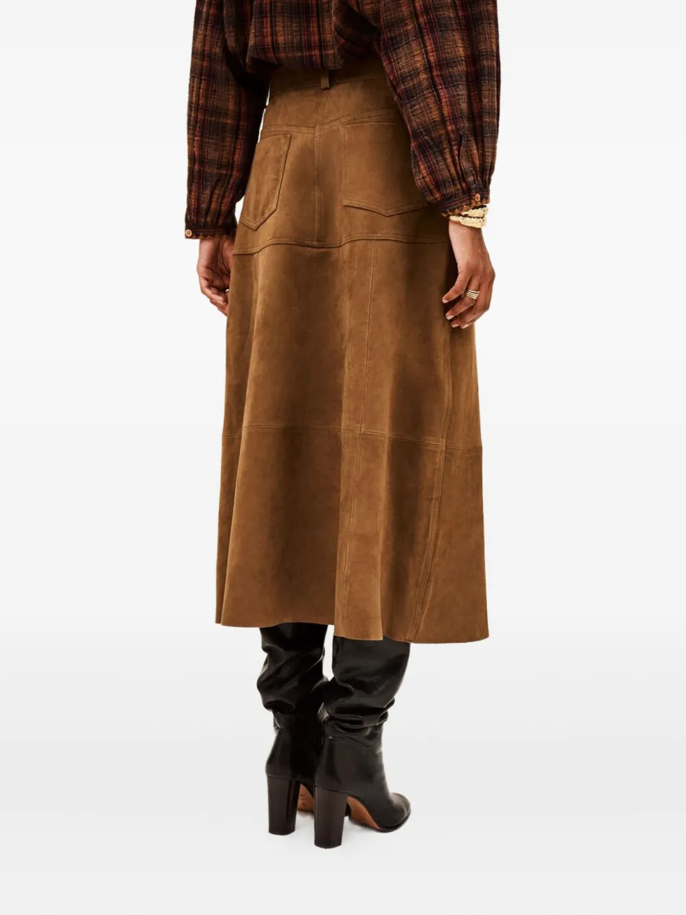 Ba&sh Massia Panelled Midi Skirt In Brown