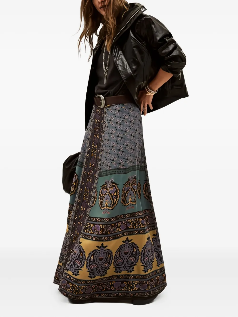 Ba&Sh Bayro floral paisley-pattern maxi skirt - Groen