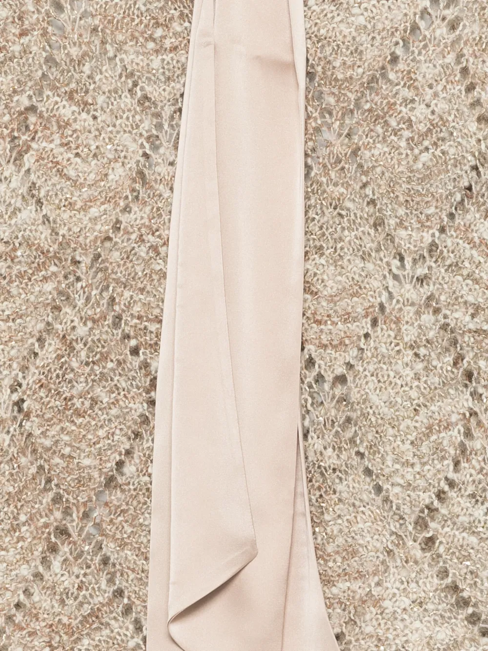 D Exterior Tie-neck Openwork Sweater In Neutral