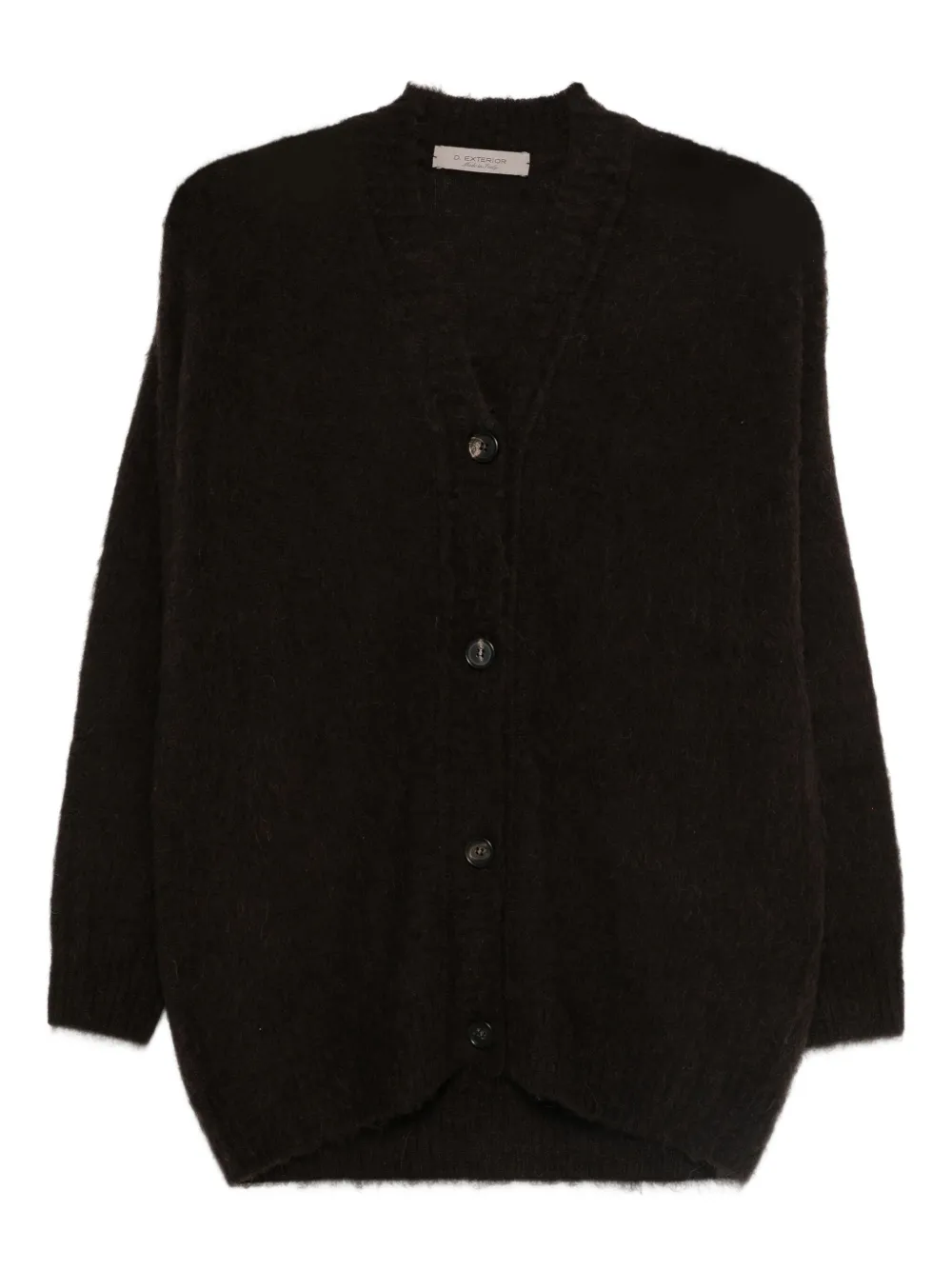 D Exterior Button-down Cardigan In Black