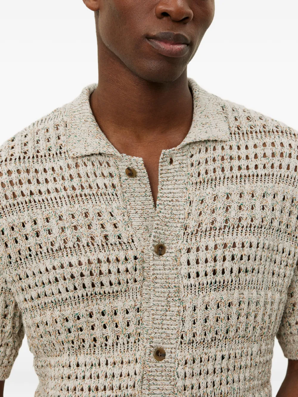 Les Deux Short-sleeve Open-knit Cardigan In Gray