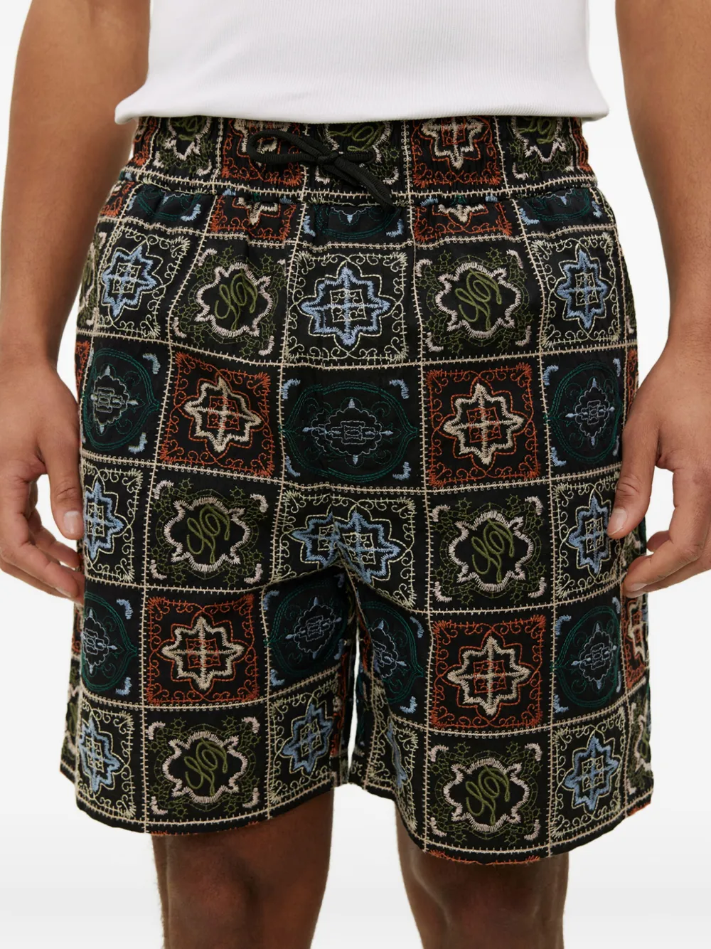 Les Deux Shorts met geborduurd patchwork Veelkleurig