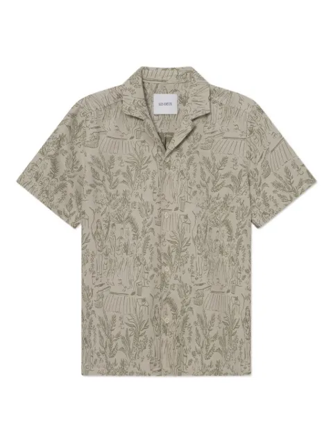 Les Deux revere-collar graphic-print shirt