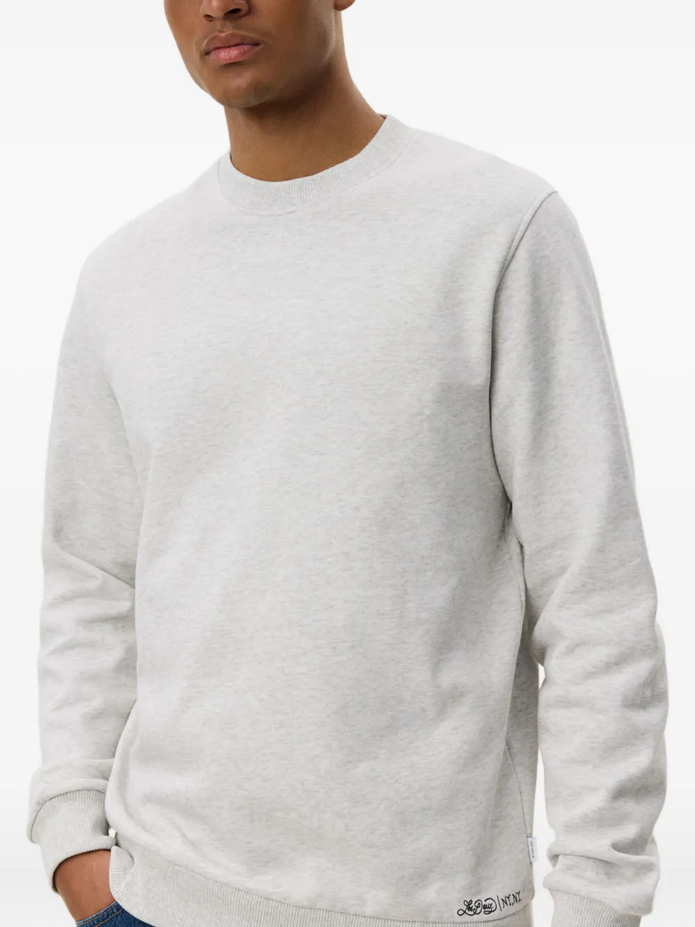 Les Deux Crew-neck Logo Sweatshirt In Gray