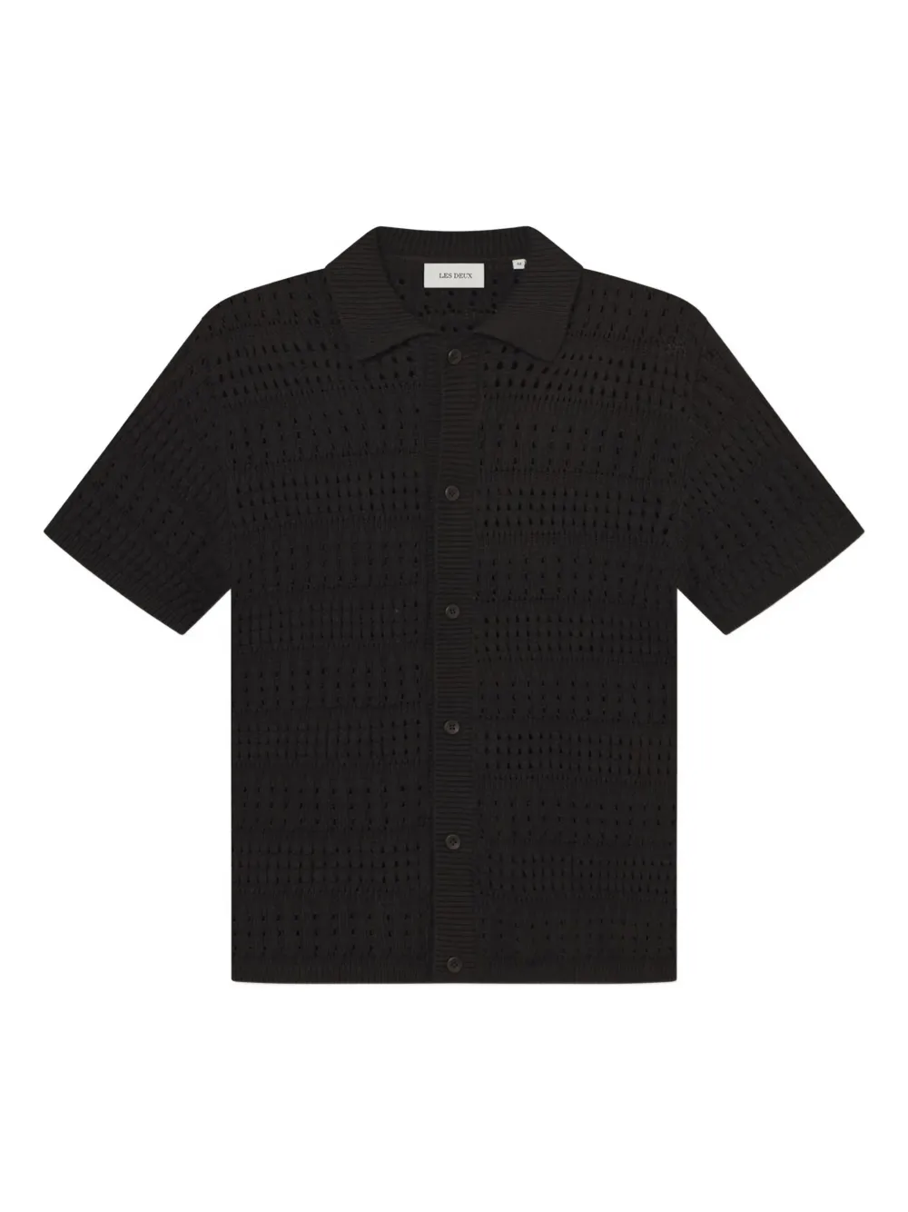 Les Deux Short-sleeve Open-knit Cardigan In Black