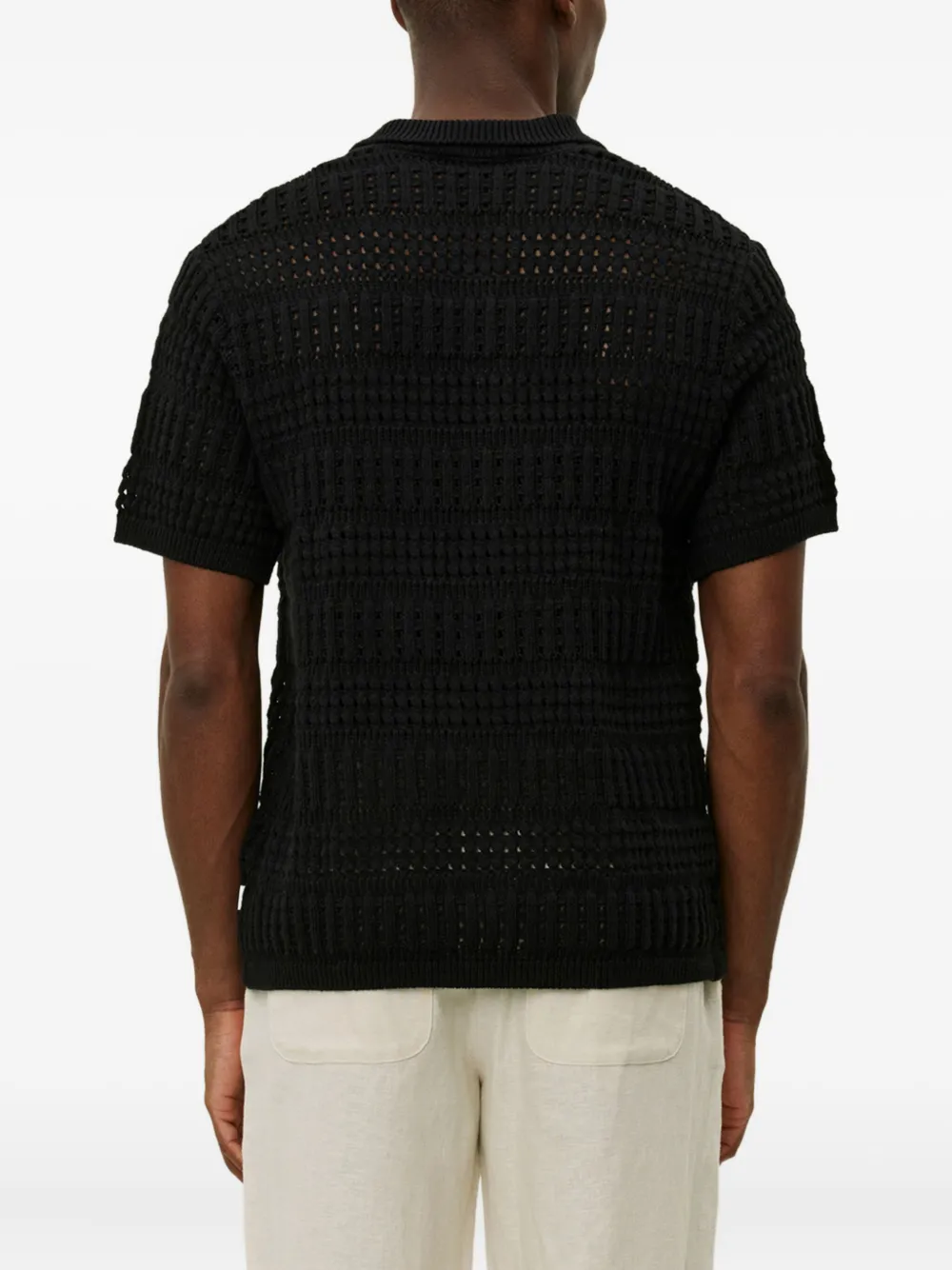 Les Deux Short-sleeve Open-knit Cardigan In Black
