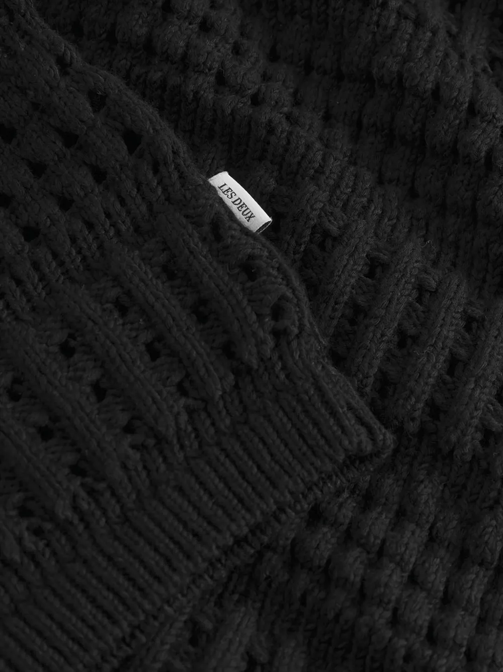 Les Deux Short-sleeve Open-knit Cardigan In Black