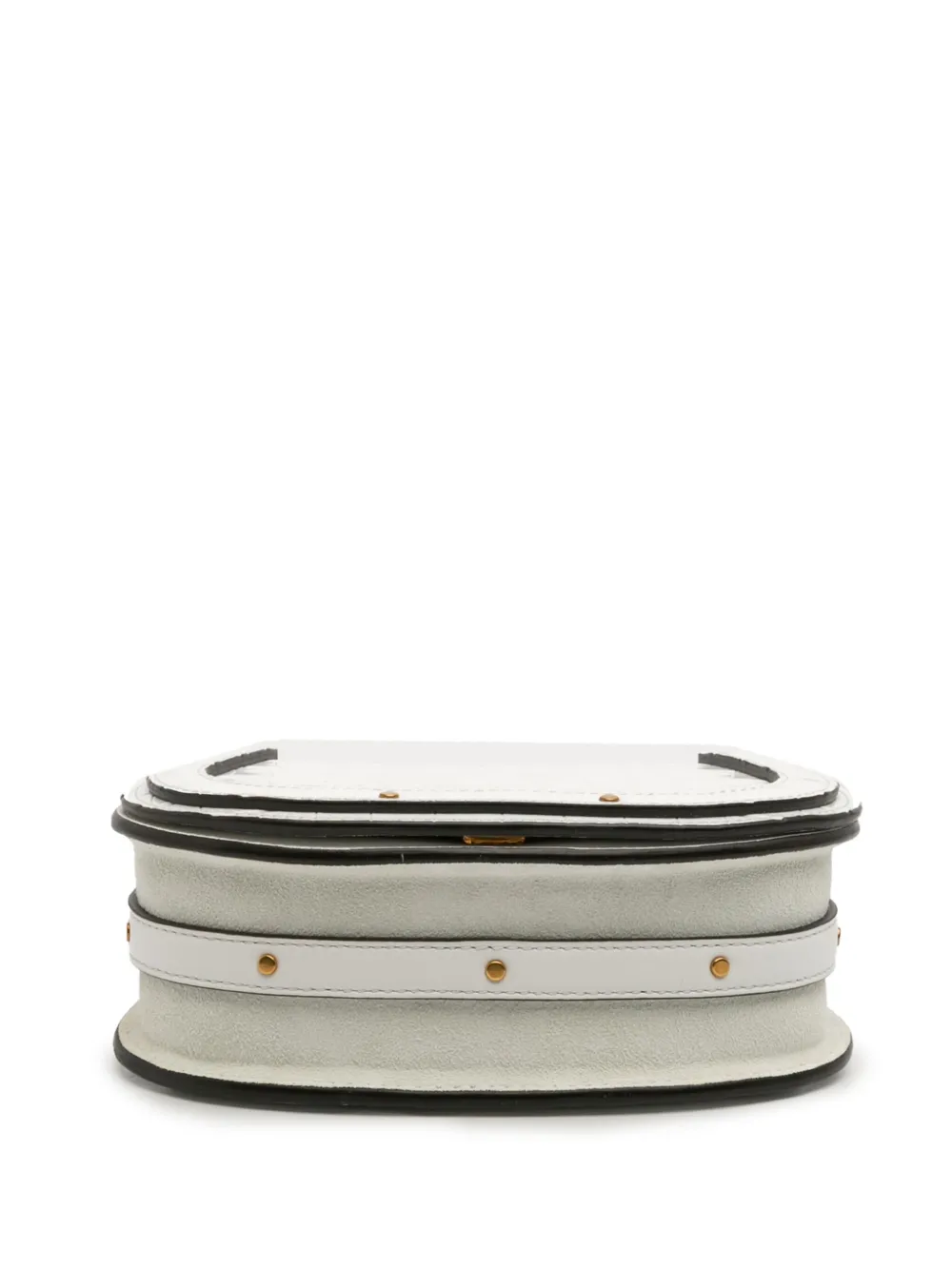 Pre-owned Chloé 2019 Small Croc Embossed Calfskin And Suede Nile Bracelet Satchel In White