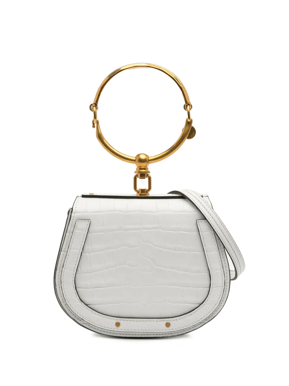 Chloé Pre-Owned 2019 Small Croc Embossed Calfskin and Suede Nile Chloé Pre-Owned 2019 Small Croc Embossed Calfskin and Suede Nile
