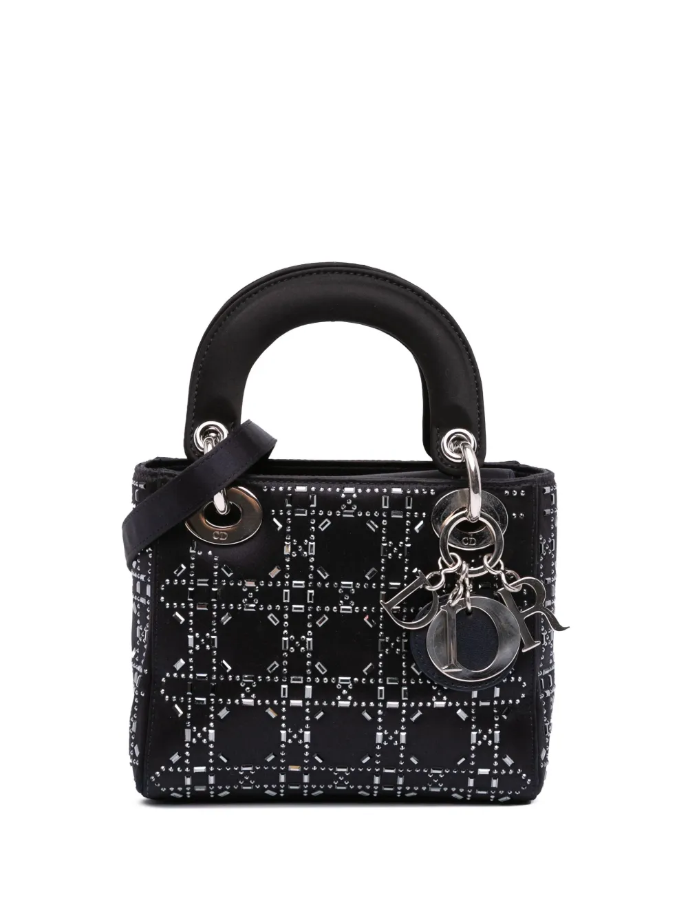 Christian Dior Pre-Owned 2018 ミニ サテン カナージュ ストラス クリスタル レディ ディオール Christian Dior Pre-Owned 2018 ミニ サテン カナージュ ストラス クリスタル レディ ディオール