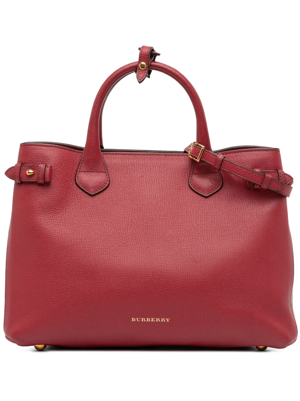 Burberry Pre-Owned 2000-2017 Medium Leather and House Check Banner satchel | Red | Image 1
