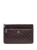 CHANEL Pre-Owned 2020 CC Quilted Lambskin Double Zip clutch bag - Purple