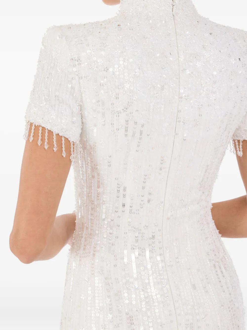 Jenny Packham Madeleine Sequin Beaded Dress In White