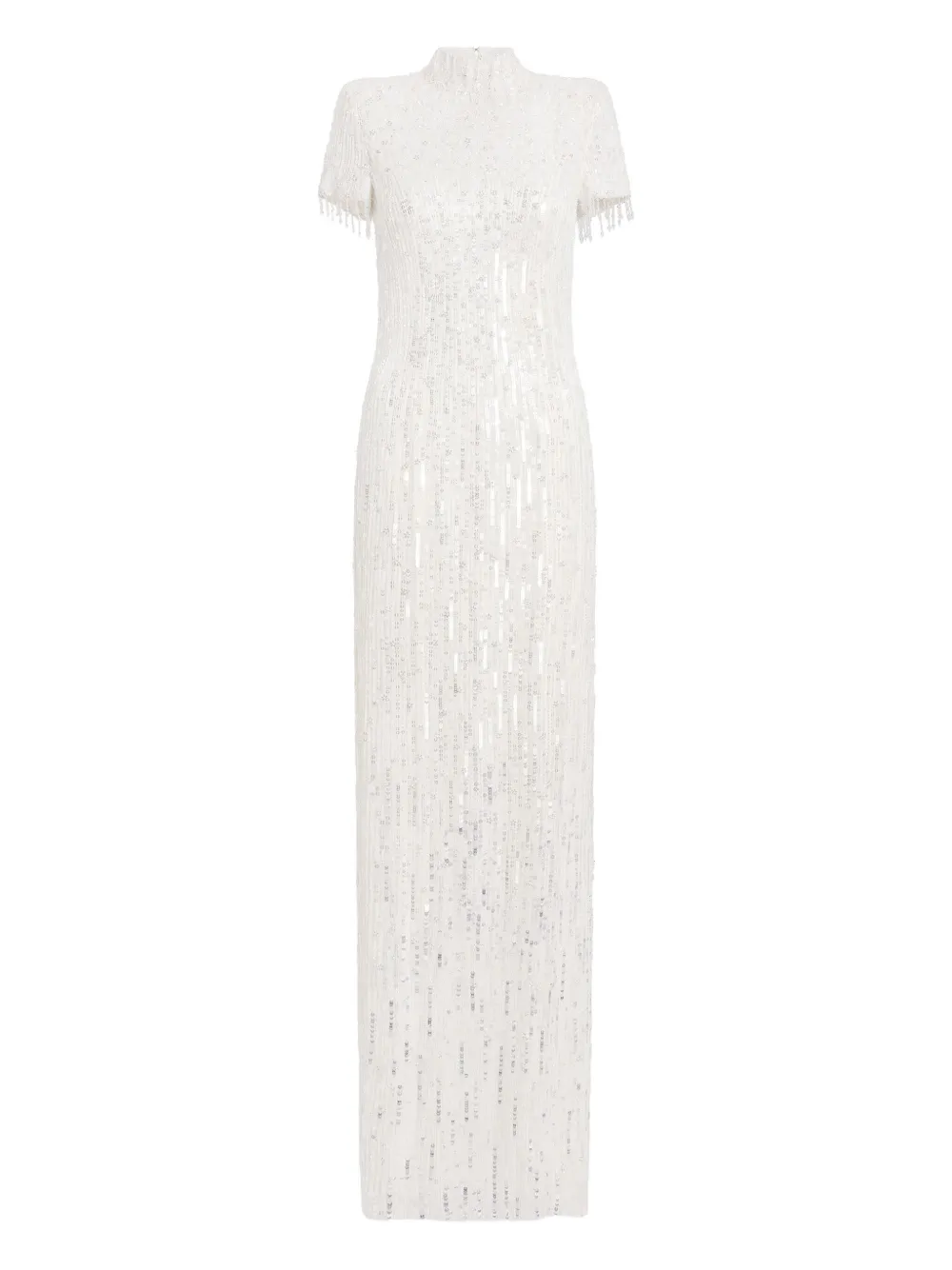 Jenny Packham Madeleine Sequin Beaded Dress In White