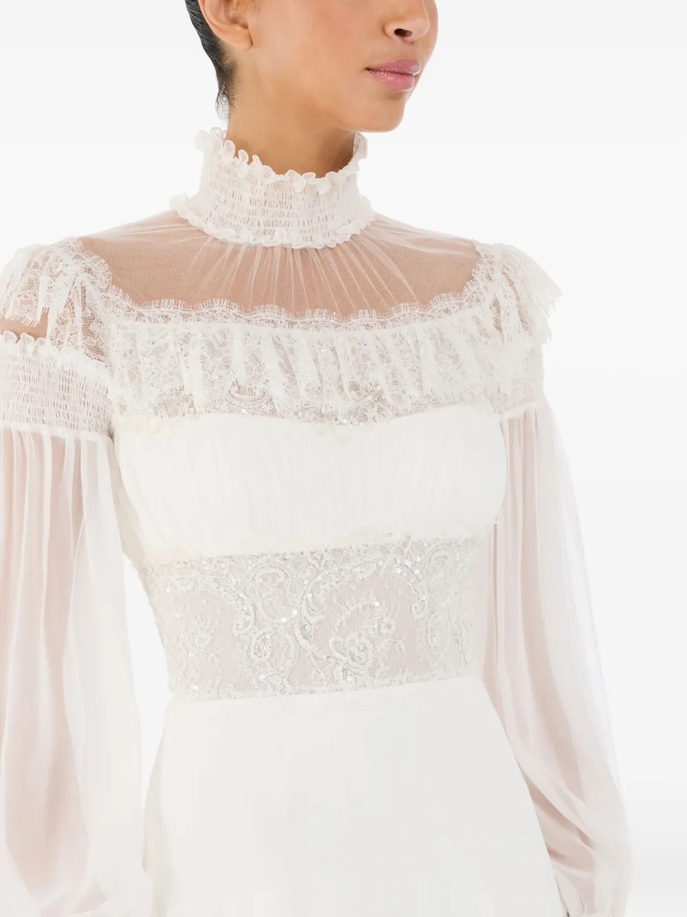 Jenny Packham Arden maxi-jurk met ruches Wit