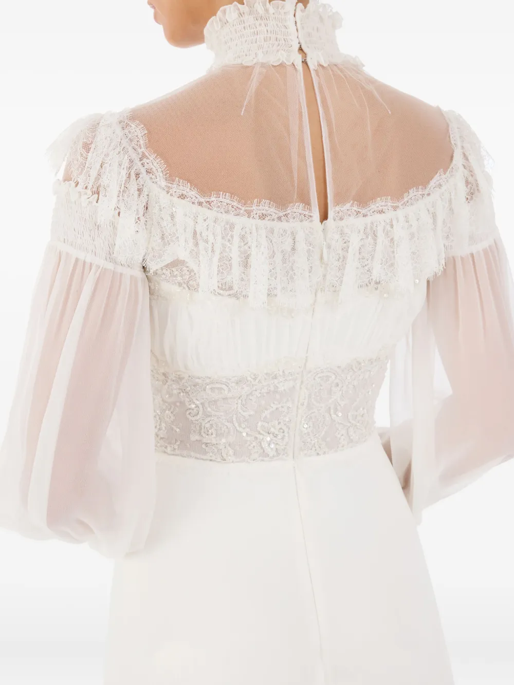 Jenny Packham Arden maxi-jurk met ruches Wit