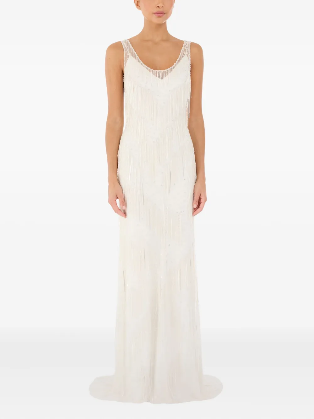 Jenny Packham Symphonie fringed maxi dress - Beige