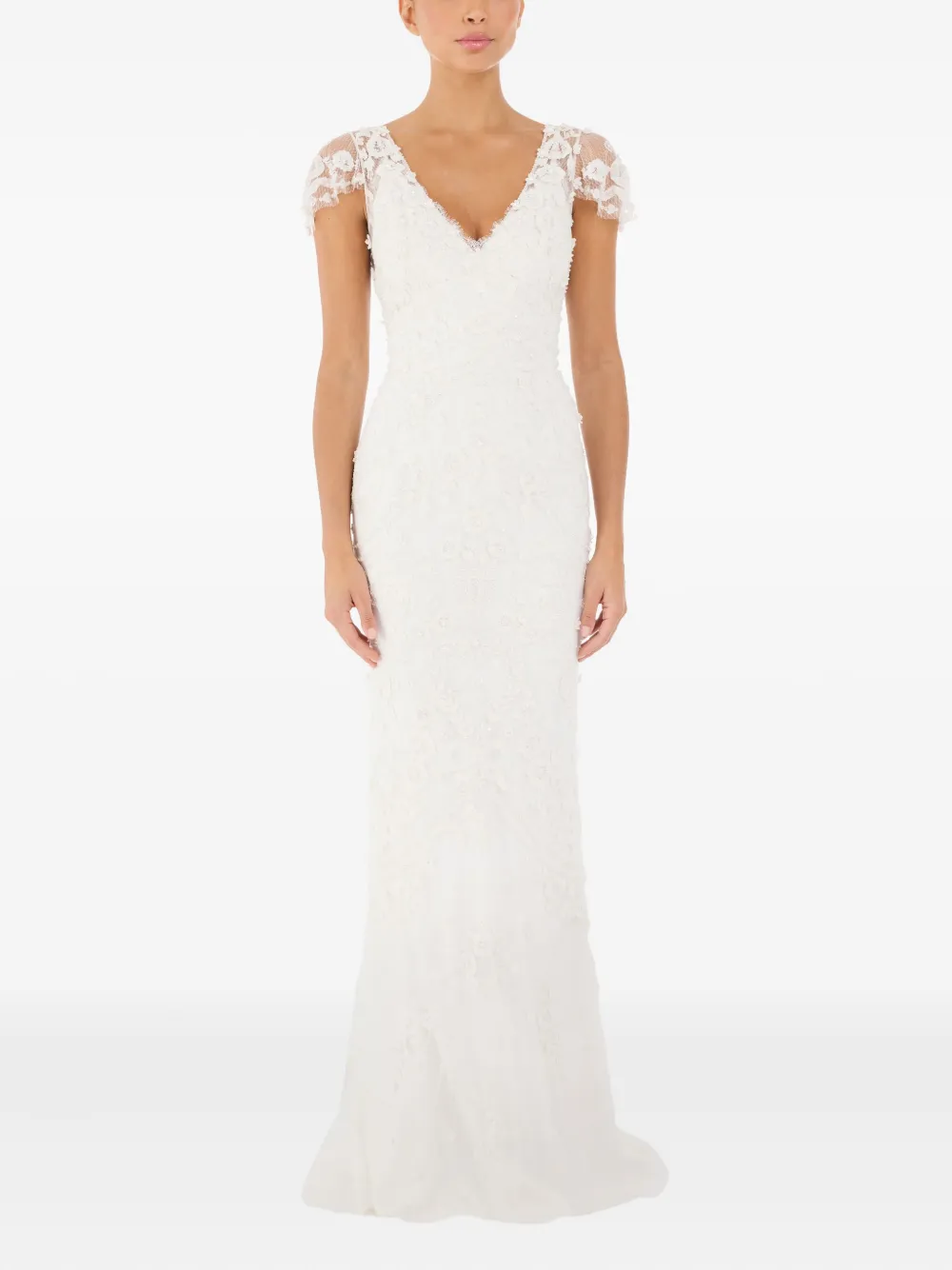 Jenny Packham Sweet Juliet floral-lace maxi dress - Wit