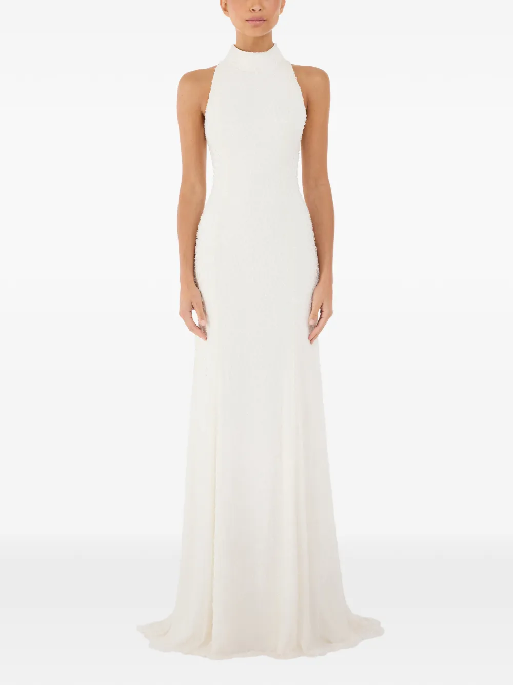  Jenny Packham Mischief Embellished High-neck Maxi Dress - White 