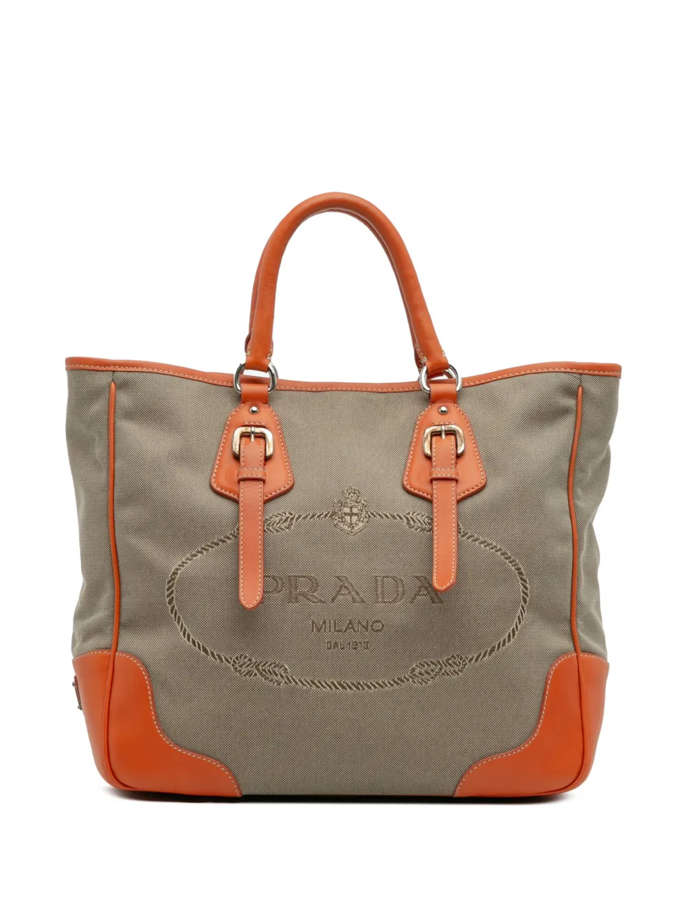 Prada Pre-Owned 2013-2025 Canvas Canapa Logo Convertible Tote satchel | Brown | Image 1