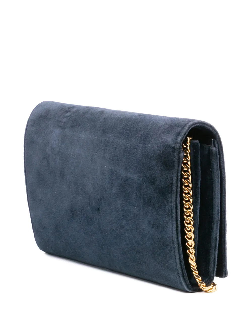 Pre-owned Saint Laurent 2016 Suede Monogram Kate Chain Wallet Crossbody Bag In Green