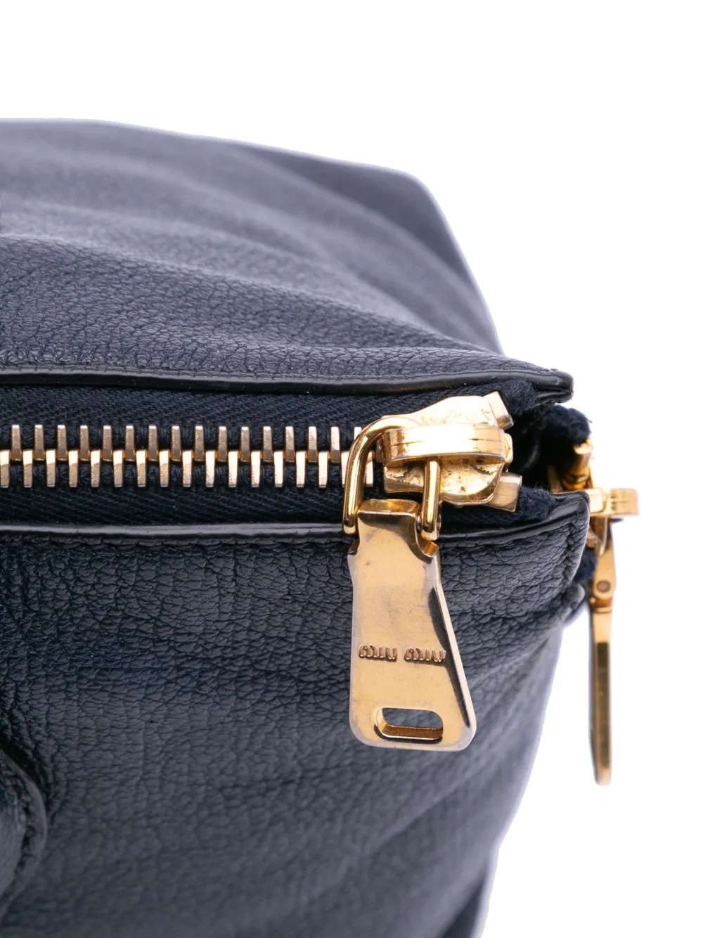 Pre-owned Miu Miu 2010-2025 Goatskin Madras Zip Satchel In Blue