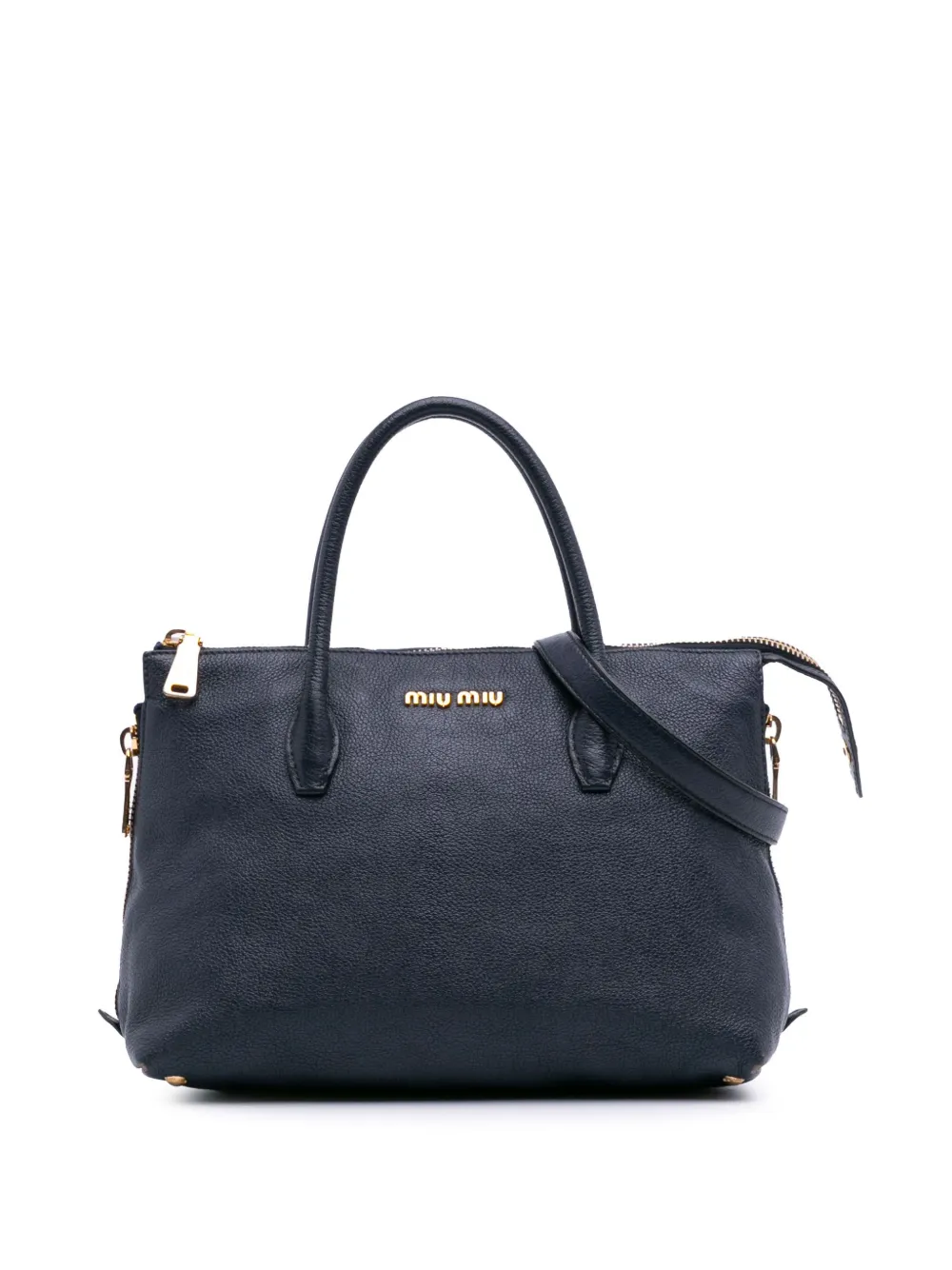 Miu Miu Pre-Owned 2010-2025 ゴートスキン マドラス ジップ サッチェルバッグ - ブルー Miu Miu Pre-Owned 2010-2025 ゴートスキン マドラス ジップ サッチェルバッグ - ブルー