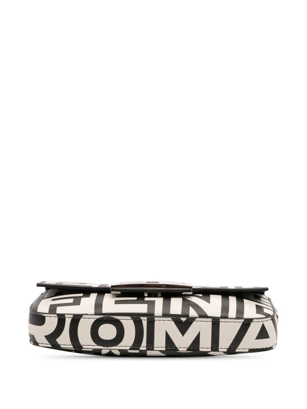 Pre-owned Fendi 2000-2010 Marc Jacobs Nappa Vitello King Logo Print Baguette Phone Pouch Satchel In White
