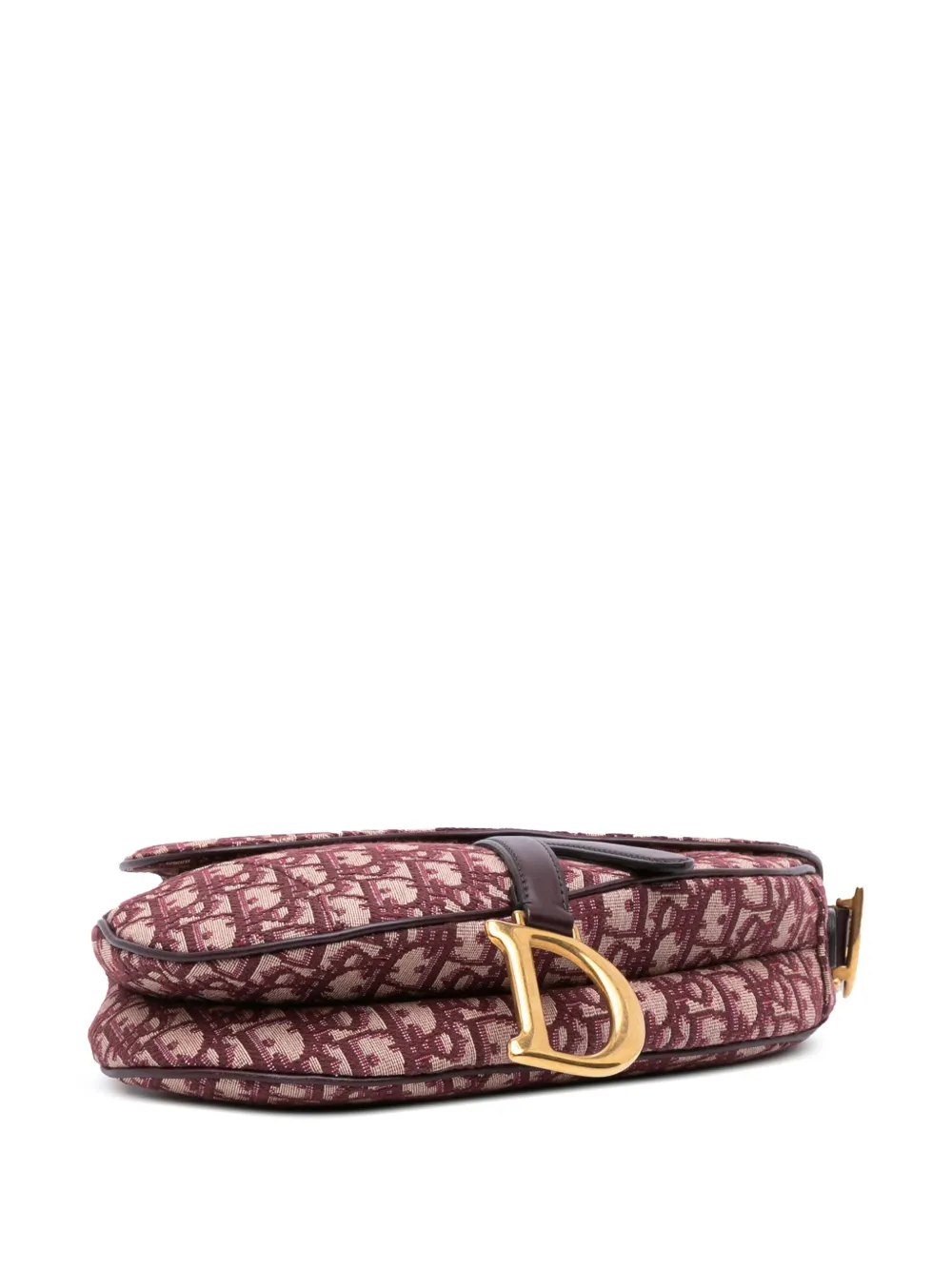Pre-owned Dior 2018 Mini Oblique Canvas Saddle Bag Satchel In Red
