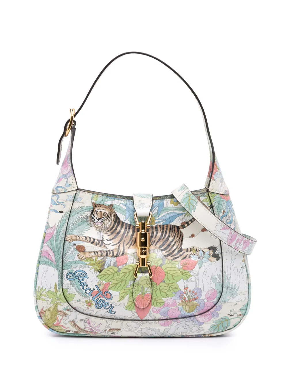Gucci Pre-Owned 2016-2025 スモール カーフスキン タイガー ジャッキー 1961 ショルダーバッグ - ブルー Gucci Pre-Owned 2016-2025 スモール カーフスキン タイガー ジャッキー 1961 ショルダーバッグ - ブルー
