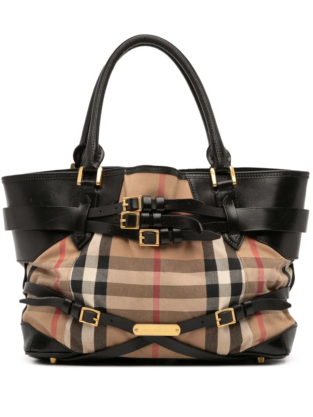 Burberry Pre-Owned 2000-2017 Medium House Check Canvas and Leather Bridle Lynher tote bag | Brown | Image 1
