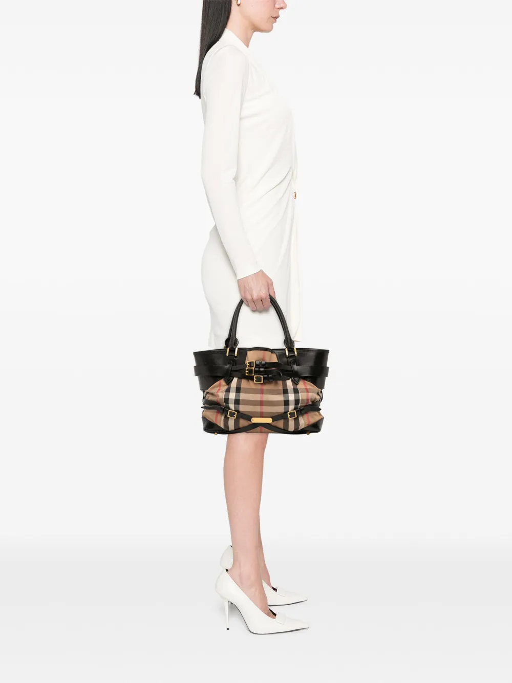Burberry Pre-Owned 2000-2017 Medium House Check Canvas and Leather Bridle Lynher tote bag | Pre-Owned | Image 2
