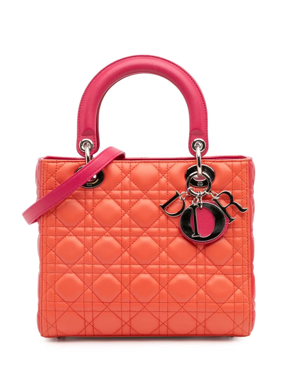 Christian Dior Pre-Owned 2013 Medium Bicolor Lambskin Cannage Lady Christian Dior Pre-Owned 2013 Medium Bicolor Lambskin Cannage Lady
