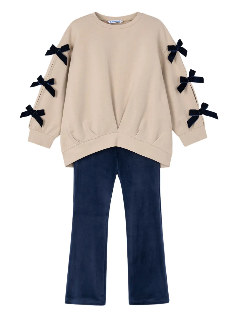 Mayoral bow sweatshirt leggings set | Neutrals | Image 1