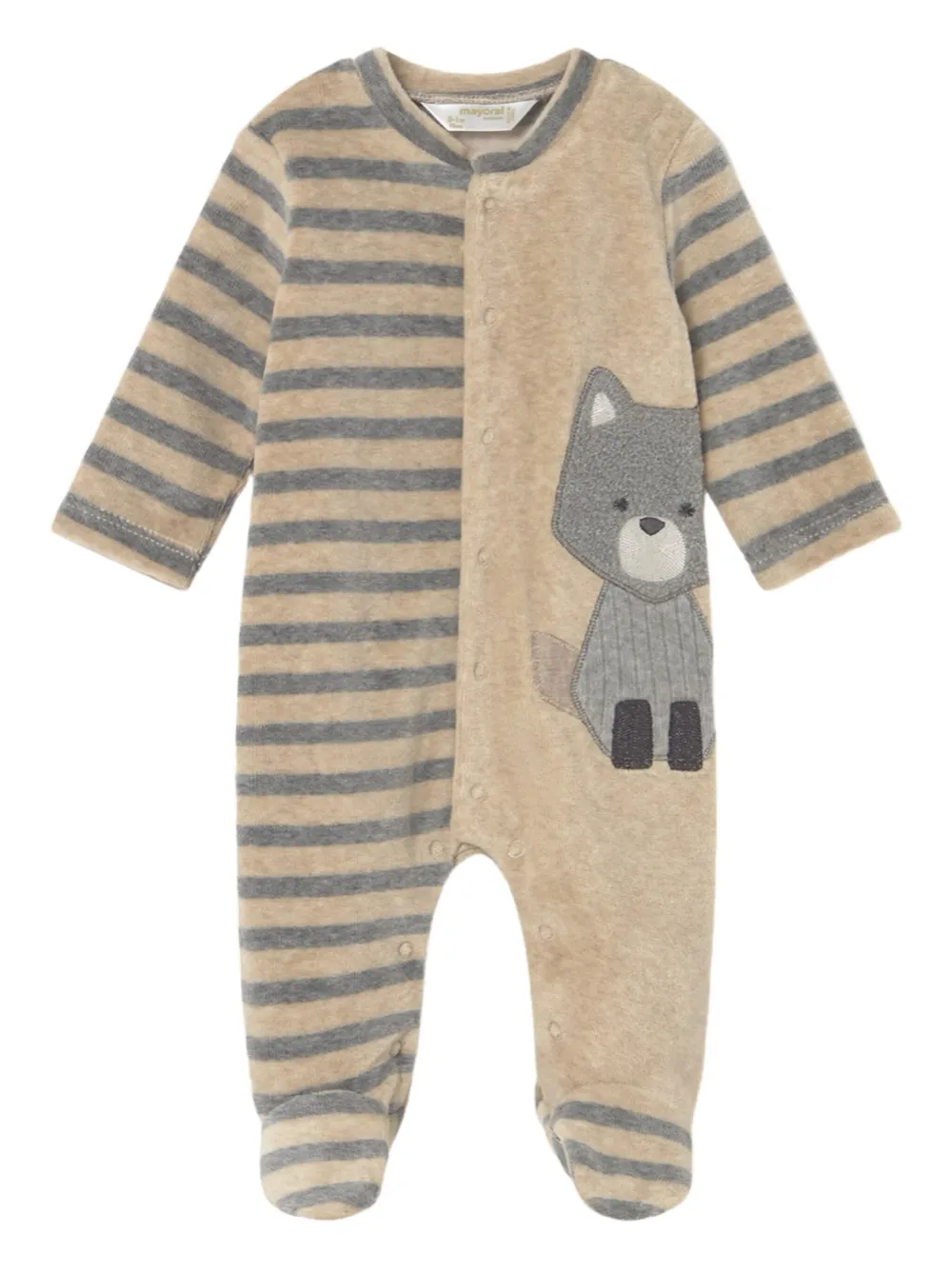 Mayoral appliqué-striped velour pajamas set | Brown | Image 1