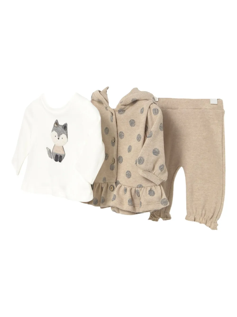 Mayoral Polka-dot Hooded Tracksuit Set (set Of Three) In White